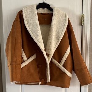 MOTHER Tan and Cream Teddy Jacket
